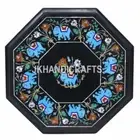 Elegant Black Marble Dining table Coffee Table Top Turquoise Elephant Inlay