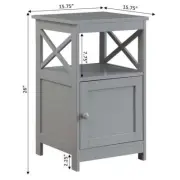 Convenience Concepts End Table 16" W, Square Wood Top W/ Storage Cabinet + Shelf