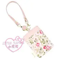 在飛比找買動漫優惠-♥小花花日本精品♥KITTY滿版玫瑰花粉紅色伸縮吊繩票卡夾證