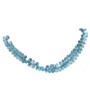 Rare Natural Blue Zircon Faceted Briolette 8.5 inch Bead Strand | 6x4mm |