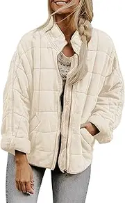 [utcoco] Women's Causal Lightweight Jacket Stand Collar Long Sleeve Zip Up Winter Coats for Women
