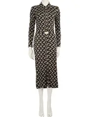 Black Abstract Midi Dress