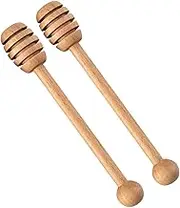 UTHCLO 2pcs Portable Wooden Honey Dippers Long Handle Stirring Sticks for Honey Jam Syrup Beechwood Material Easy to Clean Reusable Mixing Rods for Household Use