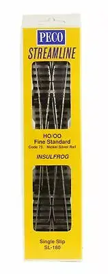 Peco ~ HO Scale ~ Code 75 ~ Single Slip ~ 12 Degree Insulfrog ~ New 2025 ~SL-180