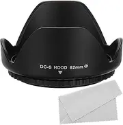 uxcell 62mm Camera Lens Hood, Reversible Flower Lens Hood Protector with Cleaning Cloth for Anti-Reflection Blocks Excess Sunlight to Reduce Lens Flare and Glare, Enhance Photography