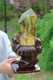 4.95LB Top Natural Citrine Quartz Obelisk Crystal Point Reiki Tower Wand Healing