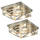 Brushed Nickle Flush Mount Ceiling Light, 2-Pack Close to Ceiling Light Fixtu...
