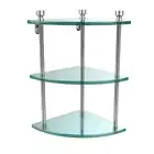 Allied Brass Bathroom Shelf 15"x 8"(3-Tier)Corner Clear Glass in Polished Chrome