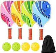 MOOTHLION Pickleball Paddles, Pickleball Set of 4 with Pickleball Paddles, 4 Pickleball Balls and Pickleball Bag, Pickleball Rackets Equipment for Beginners & Pros