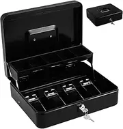 Generic 1Set Cash Box with Lock Capacity Money Organizer for Small Key Lock Mechanism Divided Money Tray for Cash and Coins Storage Portable Safe Box for Personal