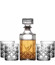 5-Piece Whiskey Set: Decanter & 4 DOF Glasses - Elegant Glassware