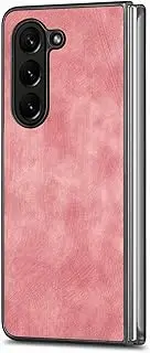 [SYSSRQMS] Flip Case for Samsung Galaxy Z Fold6 5G, [PU Leather] + [PC Hard Shell] Combined Phone Case, Thin and Light Flip Protection Cover for Samsung Galaxy Z Fold6 5G Pink