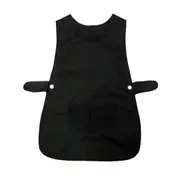 Ladies Black Tabard Apron 50x80cm with Side Button Design Kitchen Cleaning