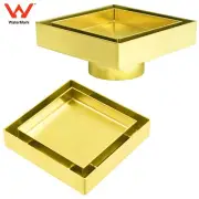 Brushed Gold Square 100mm Tile Insert Shower Grate Floor Drain 50mm Outlet Waste