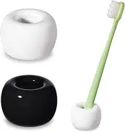 Small Ceramic Toothbrush Holder Stand for Bathroom,2Pcs Mini Ceramic Toothbrush Holder Stand, Mini Ceramics Toothbrush Holder Stand for Bathroom, Ceramics Handmade Bathroom Toothbrush Holders