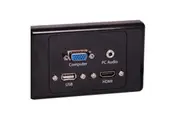 Dynalink HDMI VGA, 3.5mm, USB Type A Black Wallplate Dual Cover Flyleads