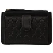 Pierre Cardin Leather Pattern Embossed Pattern Zip Purse Wallet - Black