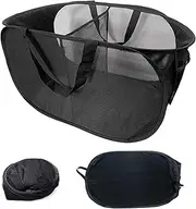 Popup Laundry Basket, Foldable Laundry Basket, Popup Laundry Hamper,Durable Mesh, 2 Compartment,Easy Carry Handles - Ideal for College Dorms, Laundry Rooms, and Travel (2 Compartments-Black)