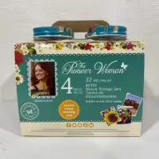 The Pioneer Woman Set of 4 Betsy Mason Storage Jars 32oz - Blue Floral Lids