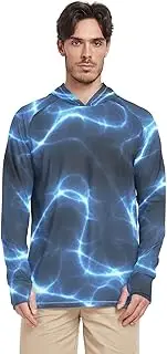 [Caihoyu] Men's Sun Shirts Protective Long Sleeve Men Sun Shirts UPF 50+ Quick Dry UV Hooded Rashguard For Men Active Clothing