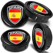 SkinoEu Set of 4 Hub Caps Hub Caps Wheel Hub Caps Wheel Hub Caps Wheel Hub Cover with Silicone Sticker 60 mm, Spanish Flag, Spain Flag, CX 75