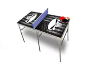 American Flag Skull Black and White Portable Table Tennis Ping Pong Folding Tabl