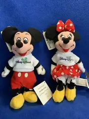 Disney Store NWT Disney Quest Mickey & Minnie Bean Bag Plush Vintage RARE