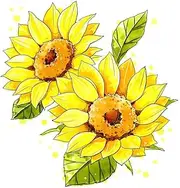 DOTUIARG 20cm(7.87 Inch) Sunflower Bouquet Hand-Painted Flower Sticker for Kid's Bedroom Toilet Frige Decal Removable Decor Decals
