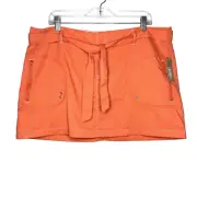 Nautica Skirt Womens XL Orange Tie Waist Zip Pockets Nylon Vacation Beach Summer