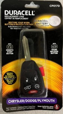 Duracell CP017D Replacement Key Fob Case for Chrysler/Dodge/Jeep