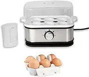 SOLDELA - Electric Egg Cooker Made of INOX - Power 210 W - Pressure Cooker for Eggs with Shell, Calves or Hard - 3 Cooking Levels - 6 Eggs Max - Glass Dispenser Plastic - Robust and Practical