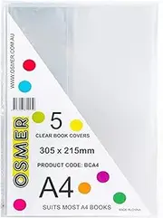 Osmer BCA4 A4 Book Cover, Super Clear (Pack of 5)