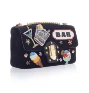 Dolce Gabbana Velvet Embellished Encrusted Crocodile Bar Bag Purse Clutch $4500