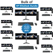 Bulk of 10x HP 800 G3 SFF Bundle Desktop PC i7-6700 4.0GHz 256GB 8GB RAM Windows 11 Dual 24" Monitor - Refurbished