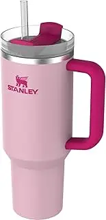 Stanley Quencher H2.0 Tumbler with Handle and Straw 40 oz | Flowstate 3-Position Lid | Cup Holder Compatible for Travel | Insulated Stainless Steel Cup | BPA-Free | Flamingo