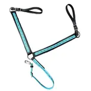 New western Black Color Beta Biothane Breast Collar w/Baby blue overlay/Barbwire