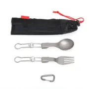 Folding Metal Tableware Fork Spoon Camping Utensils for Outdoor Picnics Hiking