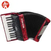 Hohner Bravo BR48RED 26-Key 48 Bass Piano Accordion Pearl Red w/ Bag & Straps