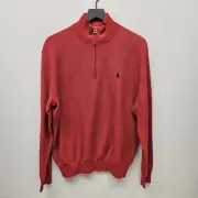 Men's Polo Ralph Lauren Long Sleeve 1/4 Zip Sweater 'Red' - Size Large