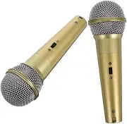 BESPORTBLE 2pcs Simulation Microphone Model Simulation Props Costume Props Pretend Stage Microphone Music Studio Decor Fake Mic Costume Golden Plastic