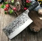 Hammered Cleaver Knife Handmade Forged Steel Wood Handle Chef Slicing Butcher XL