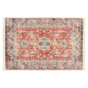 Alfa Rich 4x6 Area Rug, Ultra-Thin Oriental Light Red Rug, Non-Slip Washable