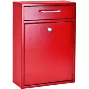 Mail Boss Mailbox Convertible To Post Mount+Galvanized Steel+Locking Bright Red