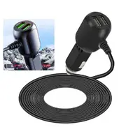 USB Dual Ports Dash Cam Power Cable Car Cigarette Adapter Lighter Power Cable
