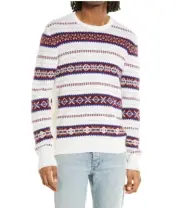 Rag & Bone Wesley Fair Isle Wool Crew Neck Sweater Multi Size M