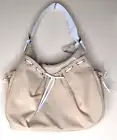 NOS NEW Vintage Gianni Bini Beige White Bow Pockets Shoulder Handbag Purse Bag