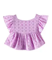 [Poupette St Barth Kids] Poupette St Barth Kids Cycas broderie anglaise cotton top Y 14 purple