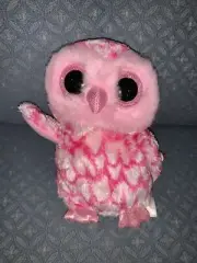 TY BEANIE BOOS OWL PINKY 6” PLUSH PINK SHIMMER SUPER CUTE!!