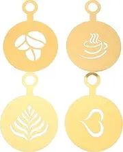 Luxshiny 4pcs Stainless Steel Stencils for Coffee Latte Art for Decorating Cappuccinos Cakes Lightweight and Portable Design for Home Use