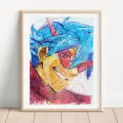 Kamina Ballpoint Pen Print, Gurren Lagann Poster